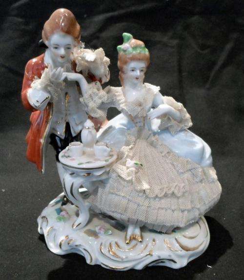 Vintage Victorian Couple Drinking Tea - Bid Now!!